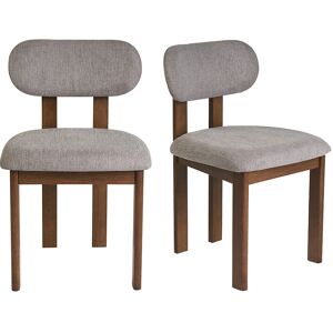 Miliboo Chaises en tissu effet velours texturé gris et bois foncé noyer (lot de 2) NORMI - Publicité Miliboo Chaises en tissu effet velours texturé gris et bois foncé noyer (lot de 2) NORMI - Publicité