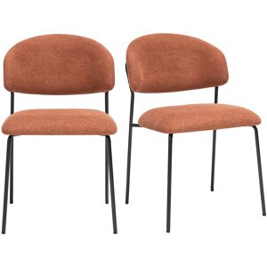 Miliboo Chaises en tissu effet velours texturé terre brûlée et métal noir (lot de 2) BENTA - Publicité Miliboo Chaises en tissu effet velours texturé terre brûlée et métal noir (lot de 2) BENTA - Publicité