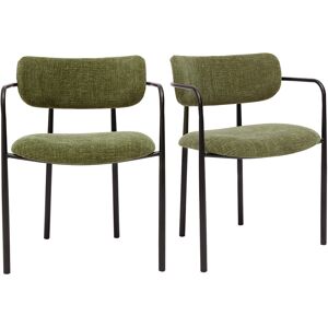 Miliboo Chaises en tissu effet velours texturé vert kaki et métal noir (lot de 2) SWIFT - Publicité Miliboo Chaises en tissu effet velours texturé vert kaki et métal noir (lot de 2) SWIFT - Publicité