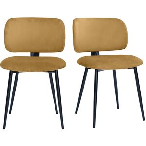 Miliboo Chaises en tissu velours bronze et métal noir (lot de 2) ATRIUM - Publicité Miliboo Chaises en tissu velours bronze et métal noir (lot de 2) ATRIUM - Publicité