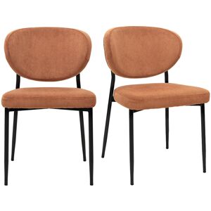 Miliboo Chaises en tissu velours côtelé terre brûlée et métal noir (lot de 2) BREKA - Publicité Miliboo Chaises en tissu velours côtelé terre brûlée et métal noir (lot de 2) BREKA - Publicité