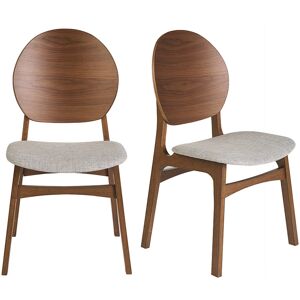 Miliboo Chaises scandinaves en bois foncé et tissu gris clair (lot de 2) ELTON - Publicité Miliboo Chaises scandinaves en bois foncé et tissu gris clair (lot de 2) ELTON - Publicité