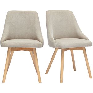 Miliboo Chaises scandinaves en tissu chenille beige et bois clair (lot de 2) HASTA - Publicité Miliboo Chaises scandinaves en tissu chenille beige et bois clair (lot de 2) HASTA - Publicité
