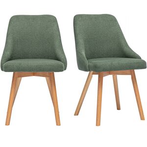 Miliboo Chaises scandinaves en tissu chenille vert kaki et bois clair (lot de 2) HASTA - Publicité Miliboo Chaises scandinaves en tissu chenille vert kaki et bois clair (lot de 2) HASTA - Publicité