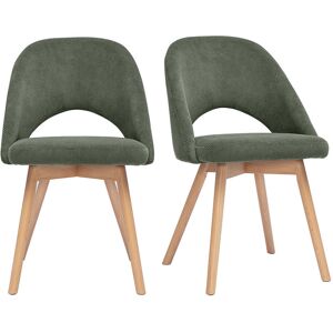Miliboo Chaises scandinaves en tissu velours côtelé vert kaki et bois clair (lot de 2) COSETTE - Publicité Miliboo Chaises scandinaves en tissu velours côtelé vert kaki et bois clair (lot de 2) COSETTE - Publicité