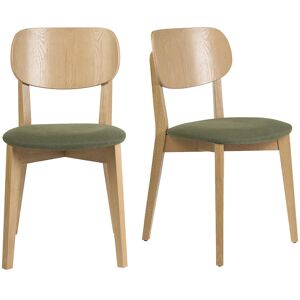 Miliboo Chaises vintage en bois clair chêne et tissu effet velours texturé vert kaki (lot de 2) LUCIA - Publicité Miliboo Chaises vintage en bois clair chêne et tissu effet velours texturé vert kaki (lot de 2) LUCIA - Publicité