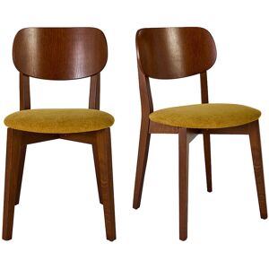 Miliboo Chaises vintage en bois foncé chêne et tissu effet velours jaune moutarde (lot de 2) LUCIA - Publicité Miliboo Chaises vintage en bois foncé chêne et tissu effet velours jaune moutarde (lot de 2) LUCIA - Publicité