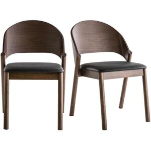 Miliboo Chaises vintage en bois foncé noyer et assises noires (lot de 2) AVALON - Publicité Miliboo Chaises vintage en bois foncé noyer et assises noires (lot de 2) AVALON - Publicité