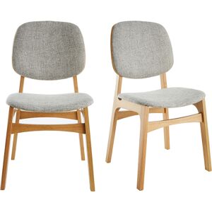 Miliboo Chaises vintage en tissu gris clair et bois clair (lot de 2) SOQUETTE - Publicité Miliboo Chaises vintage en tissu gris clair et bois clair (lot de 2) SOQUETTE - Publicité
