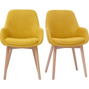 Miliboo Fauteuils scandinaves en tissu effet velours jaune moutarde et bois clair massif (lot de 2) HOLO - Publicité Miliboo Fauteuils scandinaves en tissu effet velours jaune moutarde et bois clair massif (lot de 2) HOLO - Publicité
