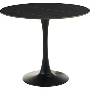Miliboo Table à manger design ronde en céramique noire et métal D90 cm MALOU - Publicité Miliboo Table à manger design ronde en céramique noire et métal D90 cm MALOU - Publicité