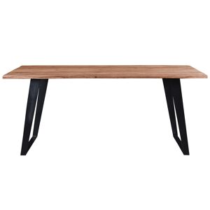 Miliboo Table à manger rectangulaire en bois massif et métal noir L175 cm KORA - Publicité