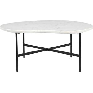Miliboo Table basse design en marbre blanc et métal noir L80 cm SASSO - Publicité Miliboo Table basse design en marbre blanc et métal noir L80 cm SASSO - Publicité