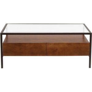 Miliboo Table basse rectangulaire avec rangements en bois foncé manguier massif, verre et métal noir L100 cm SITA - Publicité Miliboo Table basse rectangulaire avec rangements en bois foncé manguier massif, verre et métal noir L100 cm SITA - Publicité