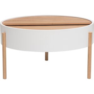 Miliboo Table basse ronde blanche et bois clair frêne avec plateau pivotant et rangement D80 cm YOLINE - Publicité Miliboo Table basse ronde blanche et bois clair frêne avec plateau pivotant et rangement D80 cm YOLINE - Publicité
