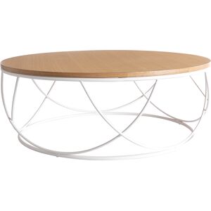 Miliboo Table basse ronde bois clair chêne et métal blanc D80 cm LACE - Publicité Miliboo Table basse ronde bois clair chêne et métal blanc D80 cm LACE - Publicité