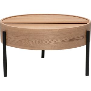 Miliboo Table basse ronde bois clair frêne et métal noir avec plateau pivotant et rangement D80 cm YOLINE - Publicité Miliboo Table basse ronde bois clair frêne et métal noir avec plateau pivotant et rangement D80 cm YOLINE - Publicité