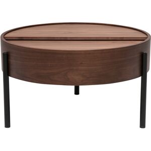 Miliboo Table basse ronde bois foncé noyer et métal noir avec plateau pivotant et rangement D80 cm YOLINE - Publicité Miliboo Table basse ronde bois foncé noyer et métal noir avec plateau pivotant et rangement D80 cm YOLINE - Publicité