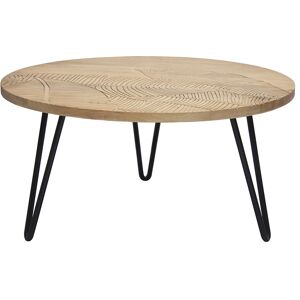 Miliboo Table basse ronde gravée bois manguier massif et métal noir D80 cm VIBES - Publicité Miliboo Table basse ronde gravée bois manguier massif et métal noir D80 cm VIBES - Publicité
