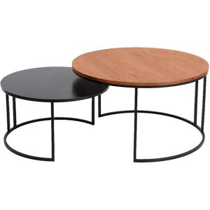 Miliboo Tables basses gigognes rondes bois manguier massif teinté et métal noir (lot de 2) TAHL - Publicité Miliboo Tables basses gigognes rondes bois manguier massif teinté et métal noir (lot de 2) TAHL - Publicité