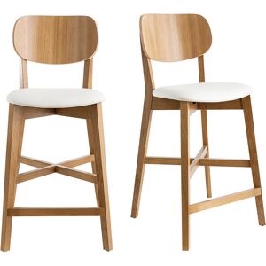 Miliboo Tabourets de bar bois chêne et blanc H65 cm (lot de 2) LUCIA - Publicité Miliboo Tabourets de bar bois chêne et blanc H65 cm (lot de 2) LUCIA - Publicité