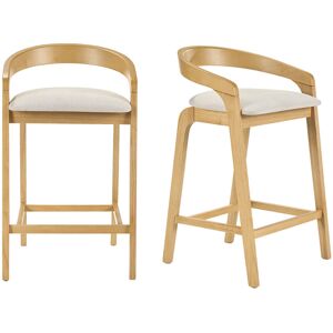 Miliboo Tabourets de bar en tissu effet velours texturé beige et bois clair H68 cm (lot de 2) PULSO - Publicité Miliboo Tabourets de bar en tissu effet velours texturé beige et bois clair H68 cm (lot de 2) PULSO - Publicité