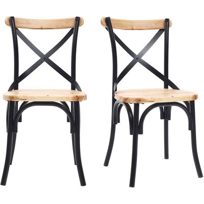 Miliboo Chaises bistrot bois clair massif et métal noir (lot de 2) JAKE - Publicité Miliboo Chaises bistrot bois clair massif et métal noir (lot de 2) JAKE - Publicité