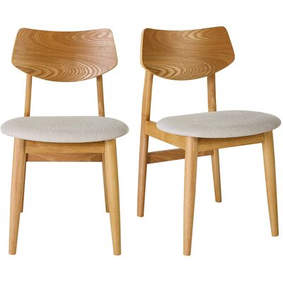Miliboo Chaises scandinaves en bois clair et tissu effet velours texturé beige (lot de 2) ELION - Publicité Miliboo Chaises scandinaves en bois clair et tissu effet velours texturé beige (lot de 2) ELION - Publicité
