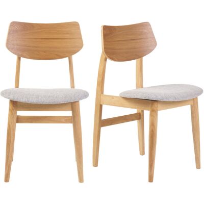 Miliboo Chaises scandinaves en bois clair et tissu gris clair (lot de 2) ELION - Publicité Miliboo Chaises scandinaves en bois clair et tissu gris clair (lot de 2) ELION - Publicité