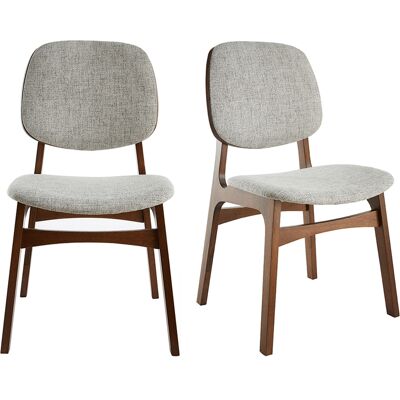Miliboo Chaises vintage en tissu gris clair et bois foncé (lot de 2) SOQUETTE - Publicité Miliboo Chaises vintage en tissu gris clair et bois foncé (lot de 2) SOQUETTE - Publicité