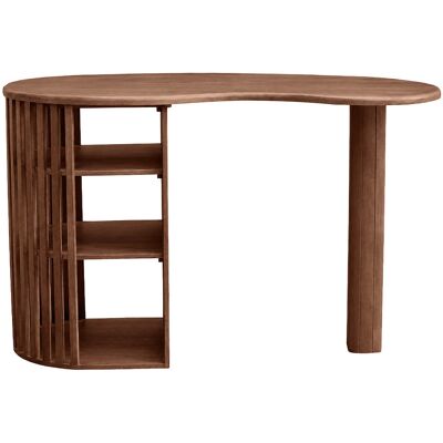 Miliboo Ilot - table de bar avec rangements en bois foncé manguier massif H90 cm LOBIO - Publicité Miliboo Ilot - table de bar avec rangements en bois foncé manguier massif H90 cm LOBIO - Publicité
