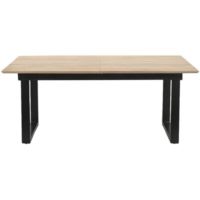 Miliboo Table à manger extensible en bois clair manguier massif et métal noir L180-220 cm BRAVA - Publicité Miliboo Table à manger extensible en bois clair manguier massif et métal noir L180-220 cm BRAVA - Publicité