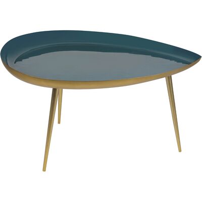 Miliboo Table basse design en acier laqué bleu canard et doré L80 cm DROP - Publicité Miliboo Table basse design en acier laqué bleu canard et doré L80 cm DROP - Publicité