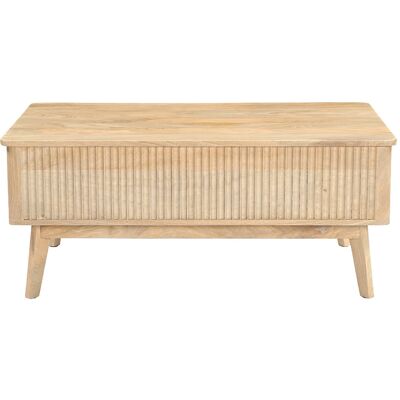 Miliboo Table basse relevable rectangulaire bois clair manguier massif L100 cm ALDA - Publicité Miliboo Table basse relevable rectangulaire bois clair manguier massif L100 cm ALDA - Publicité