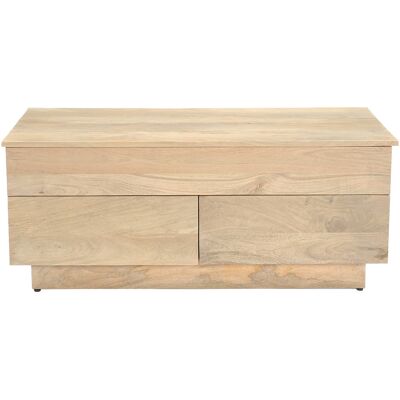 Miliboo Table basse relevable rectangulaire bois clair manguier massif L102 cm NEXO - Publicité Miliboo Table basse relevable rectangulaire bois clair manguier massif L102 cm NEXO - Publicité