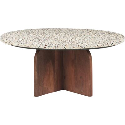 Miliboo Table basse ronde en terrazzo et bois foncé manguier massif D79.5 cm NESSA - Publicité Miliboo Table basse ronde en terrazzo et bois foncé manguier massif D79.5 cm NESSA - Publicité
