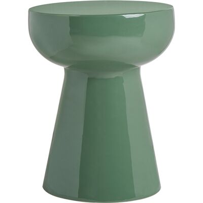 Miliboo Table d'appoint ronde en métal émaillé vert kaki D34 cm MOGOU - Publicité Miliboo Table d'appoint ronde en métal émaillé vert kaki D34 cm MOGOU - Publicité