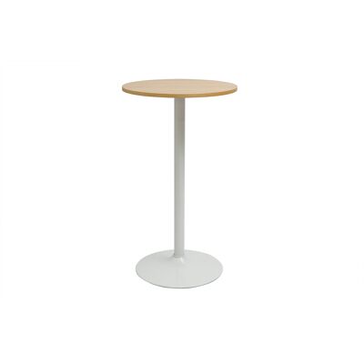 Miliboo Table haute design ronde en bois clair chêne et métal blanc D60 cm CALISTA - Publicité Miliboo Table haute design ronde en bois clair chêne et métal blanc D60 cm CALISTA - Publicité