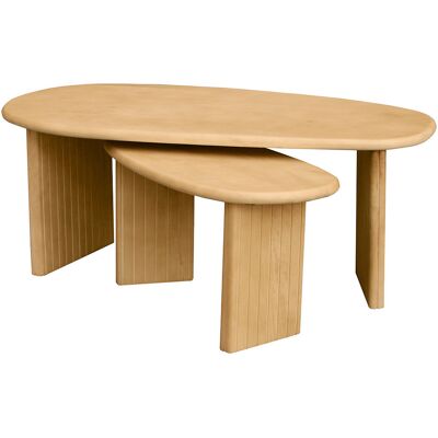 Miliboo Tables basses gigognes bois clair manguier massif (lot de 2) MARBELLA - Publicité Miliboo Tables basses gigognes bois clair manguier massif (lot de 2) MARBELLA - Publicité