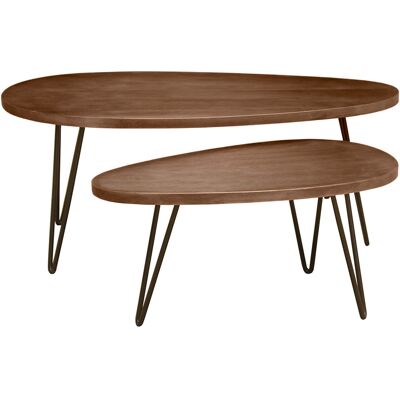 Miliboo Tables basses gigognes bois foncé manguier massif et métal noir (lot de 2) VIBES - Publicité Miliboo Tables basses gigognes bois foncé manguier massif et métal noir (lot de 2) VIBES - Publicité