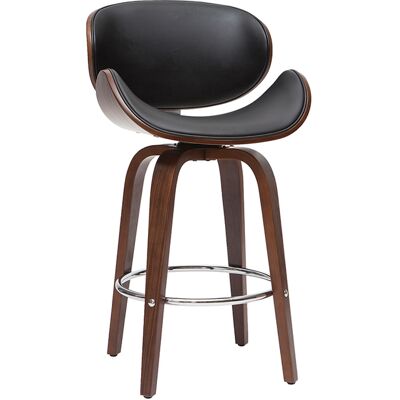 Miliboo Tabouret de bar pivotant noir et bois foncé 65 cm WALNUT - Publicité Miliboo Tabouret de bar pivotant noir et bois foncé 65 cm WALNUT - Publicité