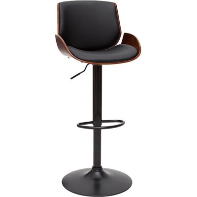 Miliboo Tabouret de bar relevable noir et bois foncé VESPER - Publicité Miliboo Tabouret de bar relevable noir et bois foncé VESPER - Publicité