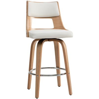Miliboo Tabouret de bar scandinave pivotant blanc et bois clair GARBO - Publicité Miliboo Tabouret de bar scandinave pivotant blanc et bois clair GARBO - Publicité