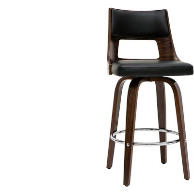 Miliboo Tabouret de bar vintage pivotant noir et bois foncé GARBO - Publicité Miliboo Tabouret de bar vintage pivotant noir et bois foncé GARBO - Publicité