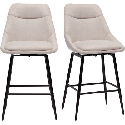 Miliboo Tabourets de bar pivotants 360° en tissu effet velours texturé beige et métal H66 cm (lot de 2) ALESS - Publicité Miliboo Tabourets de bar pivotants 360° en tissu effet velours texturé beige et métal H66 cm (lot de 2) ALESS - Publicité