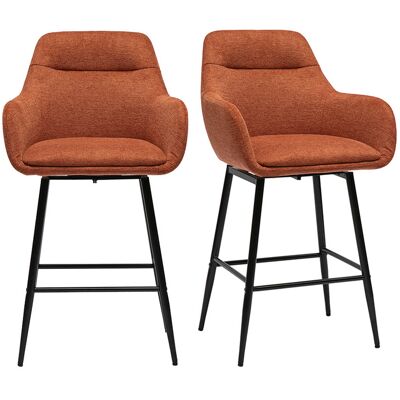 Miliboo Tabourets de bar pivotants 360° en tissu effet velours texturé terre brûlée et métal H65.5 cm (lot de 2) ALESS - Publicité Miliboo Tabourets de bar pivotants 360° en tissu effet velours texturé terre brûlée et métal H65.5 cm (lot de 2) ALESS - Publicité