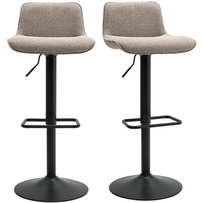 Miliboo Tabourets de bar réglables pivotants 360° en tissu taupe et métal noir (lot de 2) BOOST - Publicité Miliboo Tabourets de bar réglables pivotants 360° en tissu taupe et métal noir (lot de 2) BOOST - Publicité