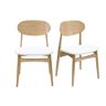 Miliboo Chaises design blanc et bois clair chêne massif (lot de 2) VICKY