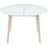 Miliboo Table à manger scandinave ronde extensible blanc et bois L120-150 cm LEENA