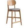 Miliboo Tabouret de bar chêne et assise gris chiné H65 cm LUCIA